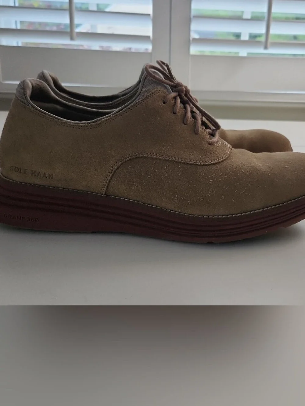 Cole Haan Suede Derby Shoes in Tan and Brown